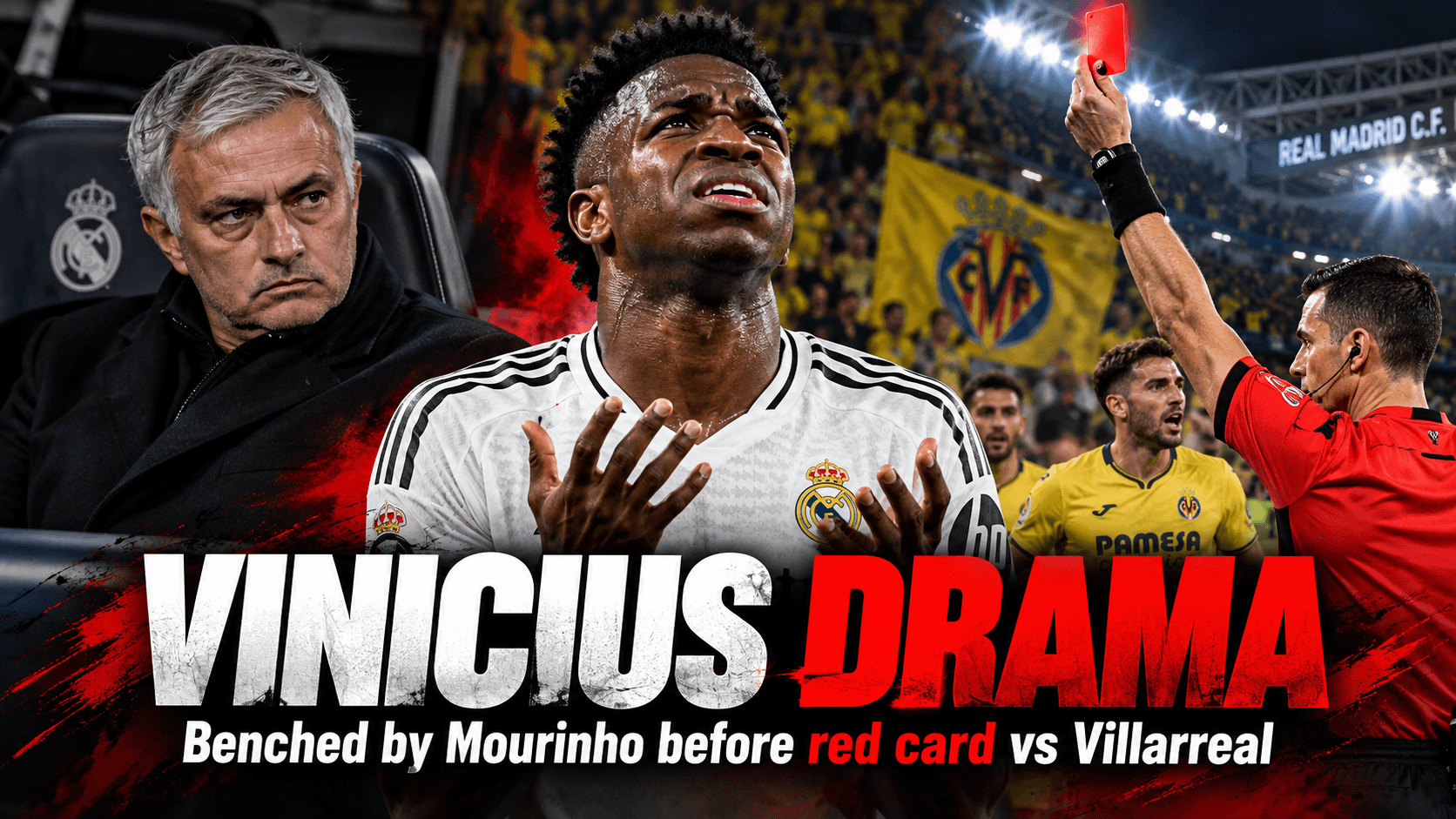 Vinicius Drama at Real Madrid: Benched by Mourinho Before Villarreal Red Card